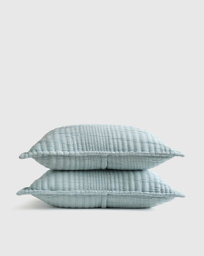 Organic Cotton Channel Stitch Sham Set - Standard / Coral Pink
