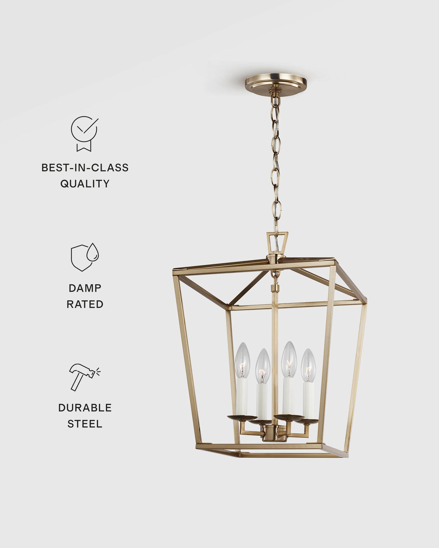 Traditional Steel Lantern Pendant - Small / Brass