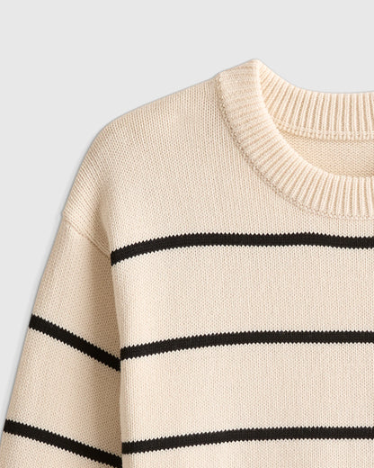 100% Organic Cotton Crewneck Sweater - 2T / Navy/White