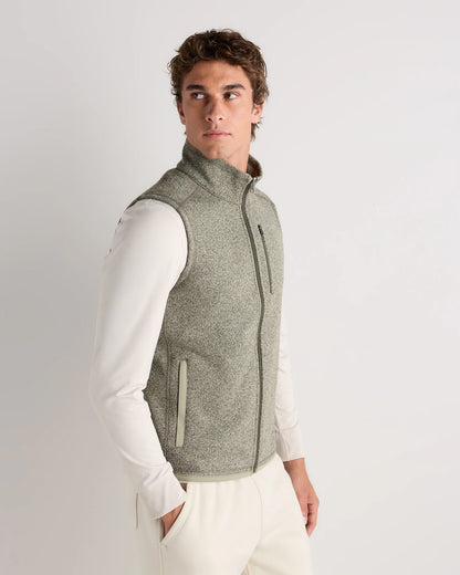 Sweater-Knit Fleece Full-Zip Vest - S / Heather Mineral Green
