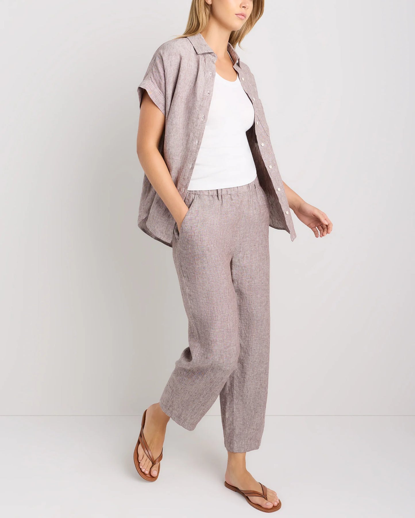 100% European Linen Pants - XS / White