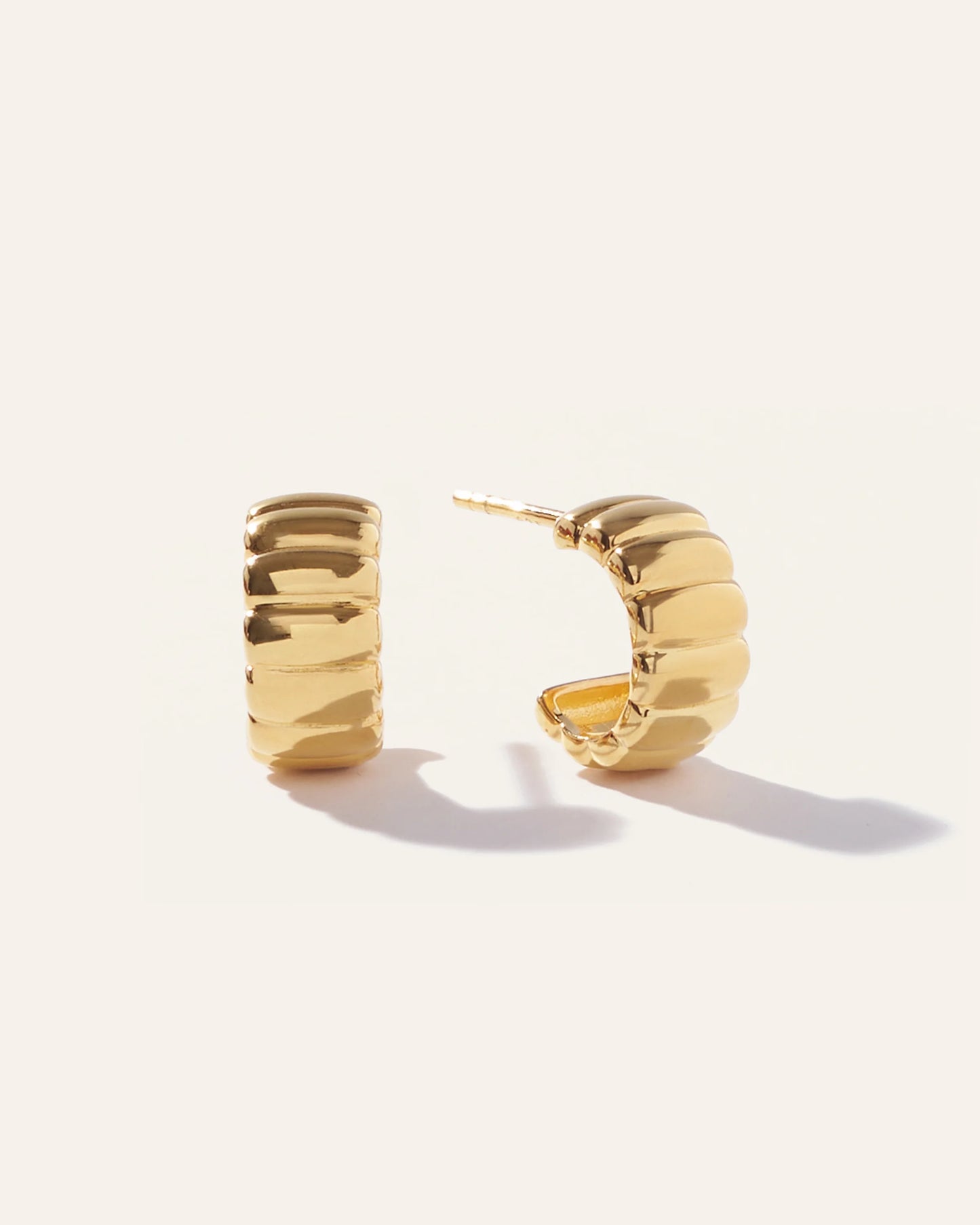 Bubble Ridge Huggie Hoops - One Size / Gold Vermeil