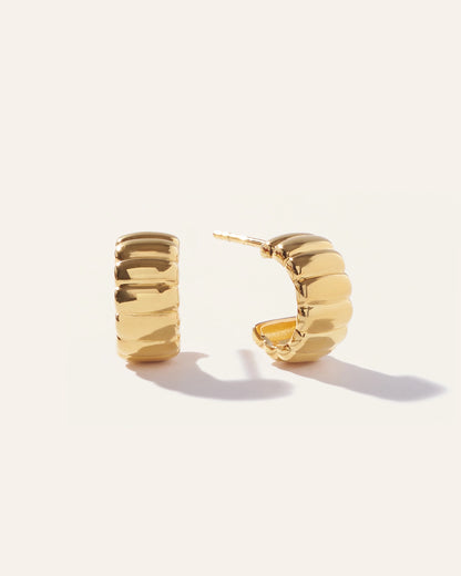 Bubble Ridge Huggie Hoops - One Size / Gold Vermeil