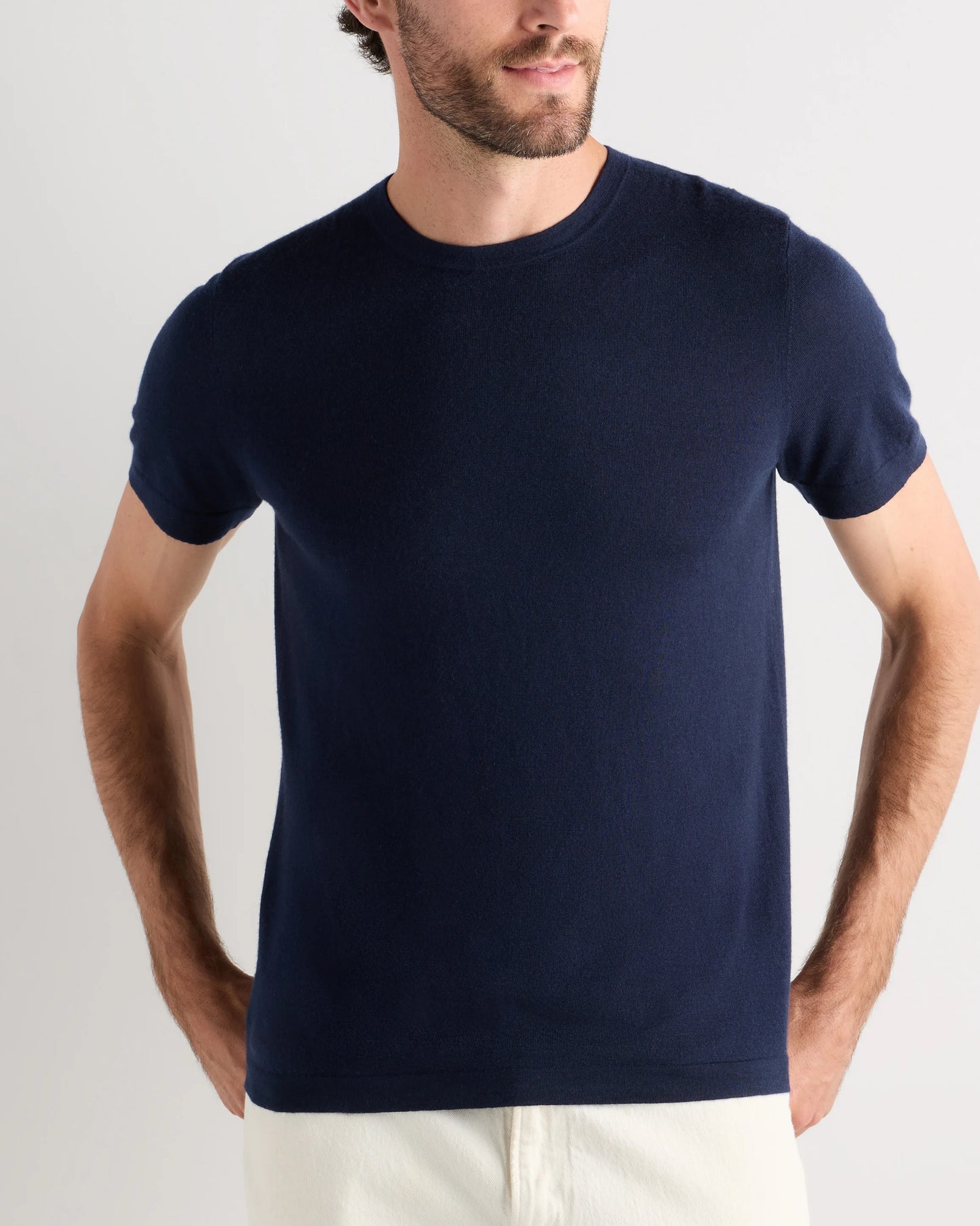 100% Superfine Mongolian Cashmere Tee - S / True Navy