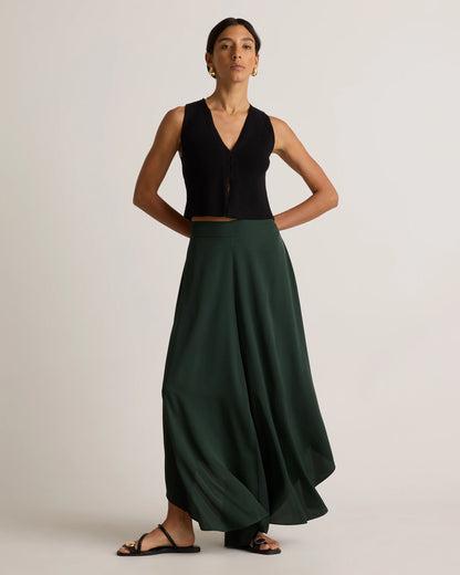 Washable Stretch Silk Palazzo Pants - XS / Black