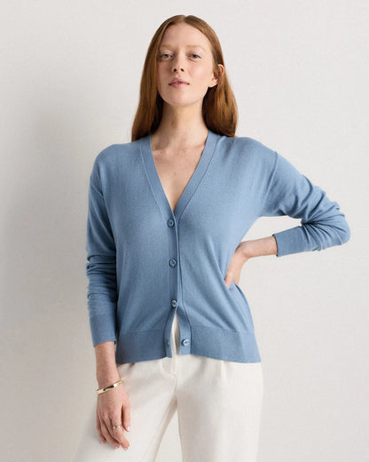 Lightweight Cotton Cashmere Cardigan - XS / Heather Oatmeal