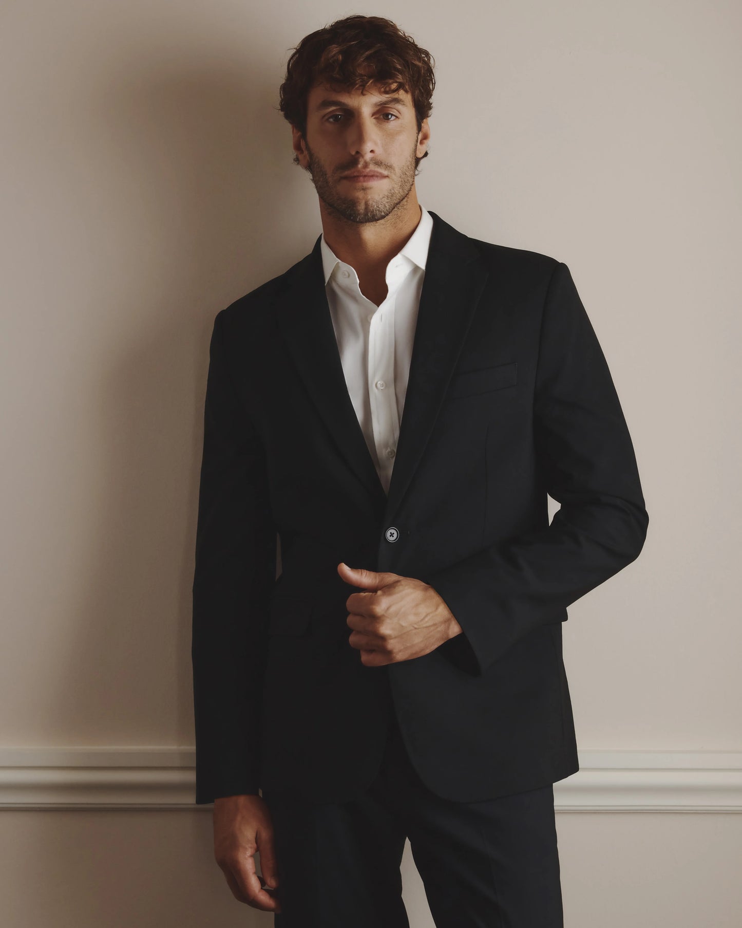 Stretch Wool Blazer - S / Grey Melange