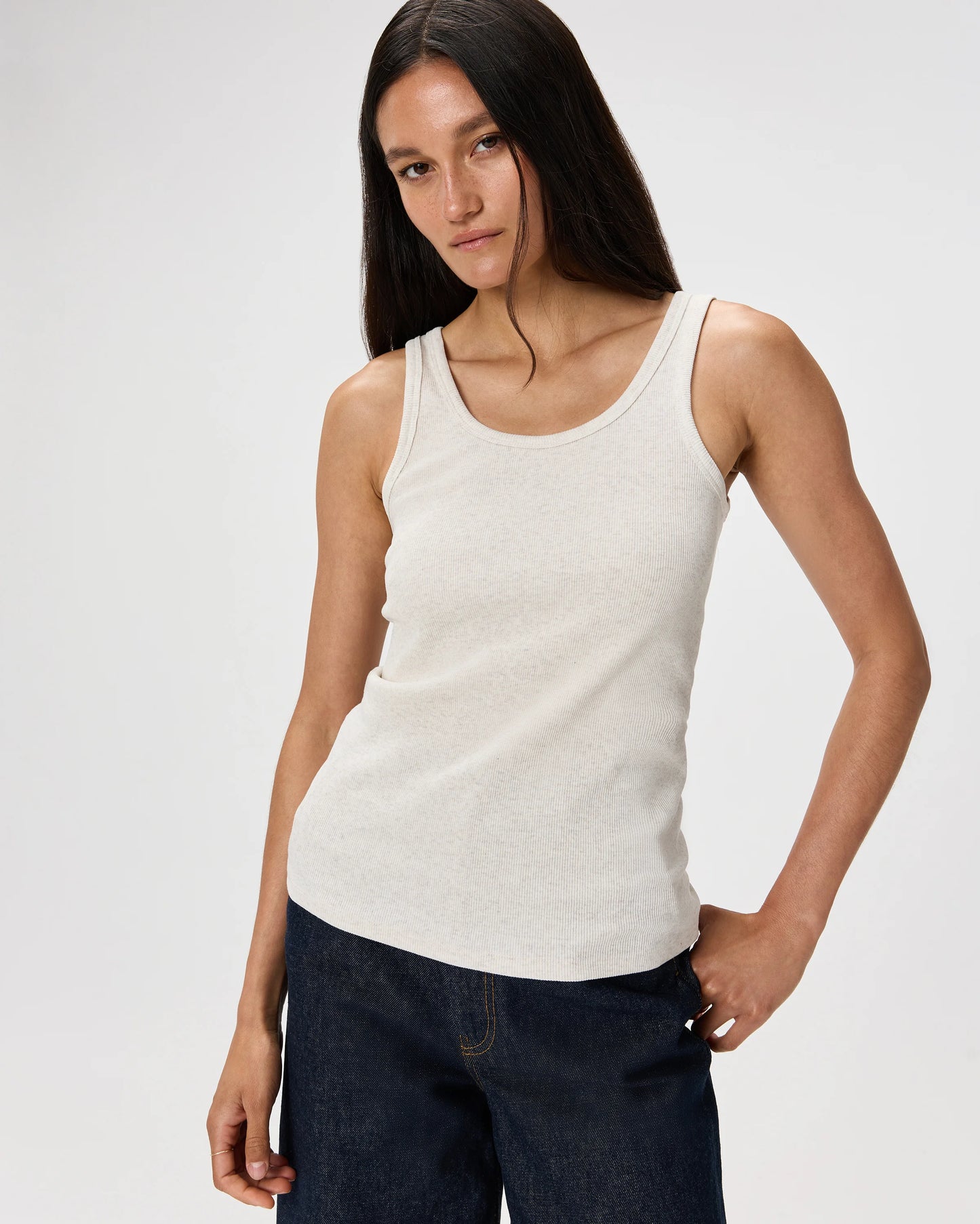 Organic Cotton Micro-Rib Scoop Neck Tank - XS / Moonstone Blue