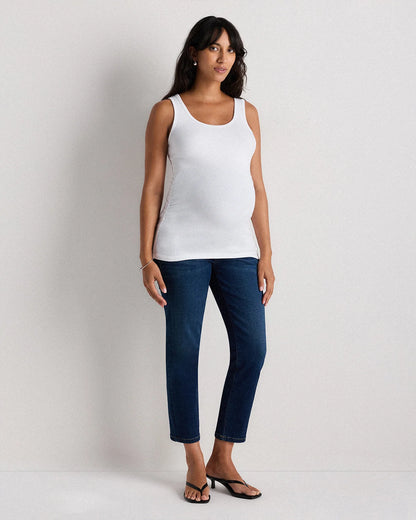 Bamboo Rib Maternity Scoop Neck Tank - XS / Deep Navy