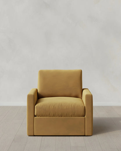 Brennan Swivel Chair in Performance Velvet - 32" / Rust