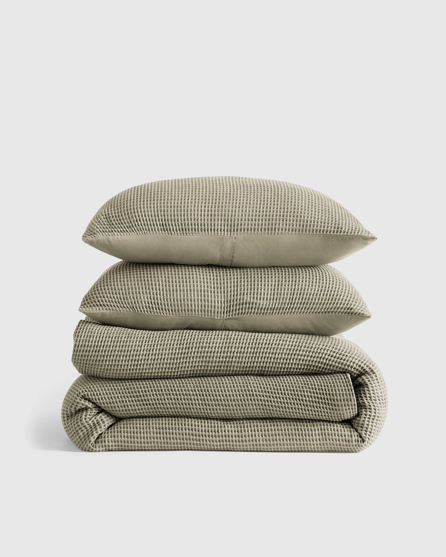 Organic Waffle Duvet Cover Set - Twin / White