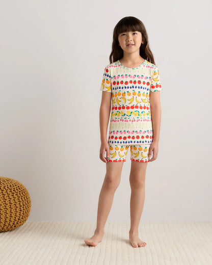 Bamboo Short Sleeve and Shorts Pajama Set - 6 / Lavender Hearts