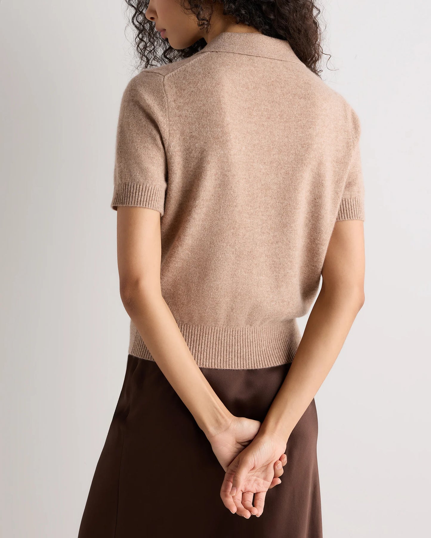 Mongolian Cashmere Short Sleeve Polo - XS / Oatmeal