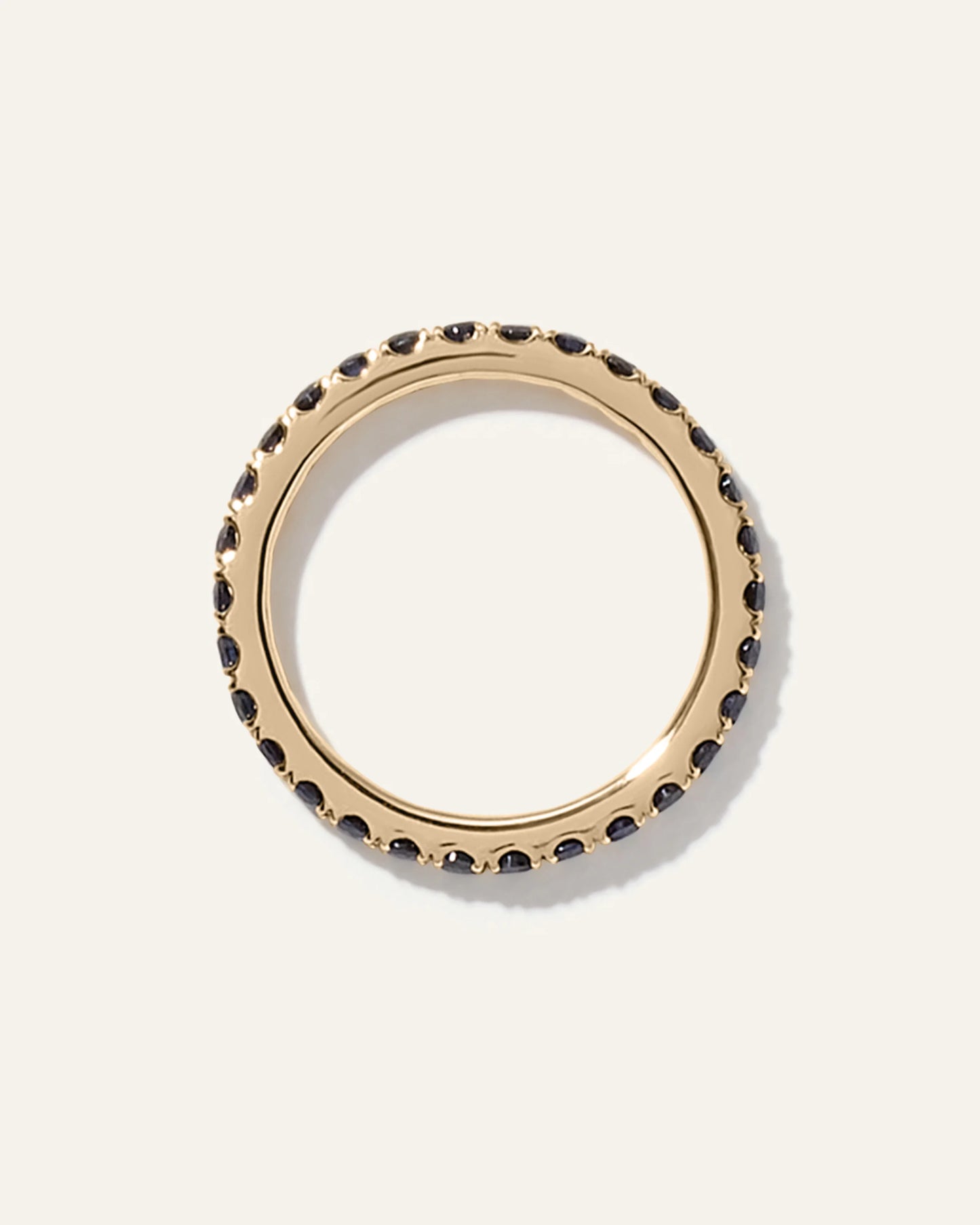 14K Gold Gemstone Pave Eternity Band - 5 / Lab Created Emerald