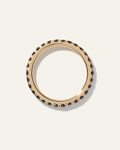 14K Gold Gemstone Pave Eternity Band - 5 / Lab Created Emerald
