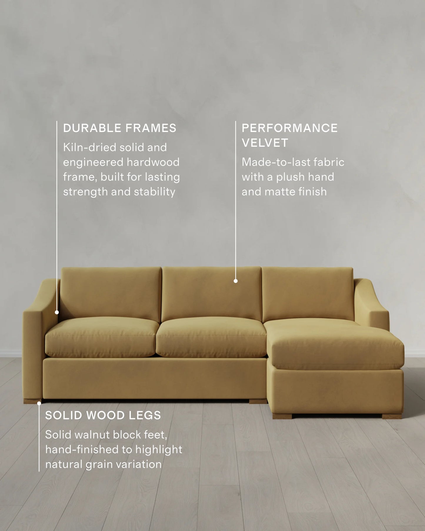 Hollis Slope Arm Chaise Sectional in Performance Velvet - 104" Right Arm / Spruce
