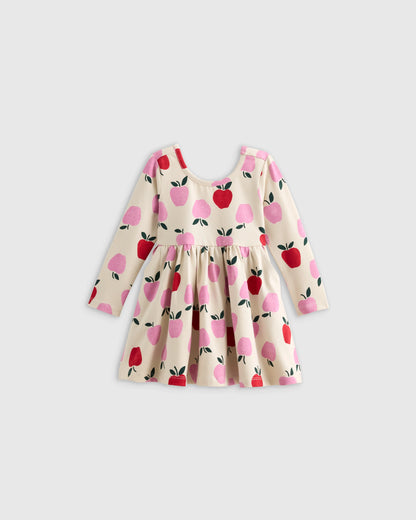 Organic Cotton Long Sleeve Skater Dress - 0-3M / Flower Buds