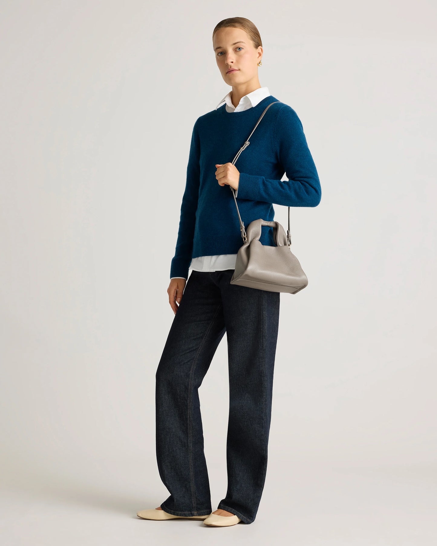 Italian Leather Trapeze Crossbody - One Size / Moonstone Blue