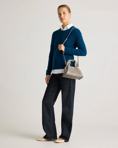 Italian Leather Trapeze Crossbody - One Size / Moonstone Blue