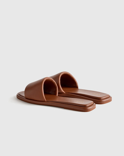 Italian Leather Slide Sandal - 5 / Bone