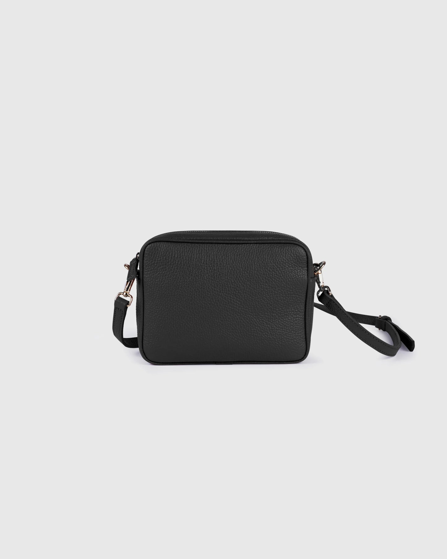 Italian Leather Crossbody Bag - One Size / Black Croco