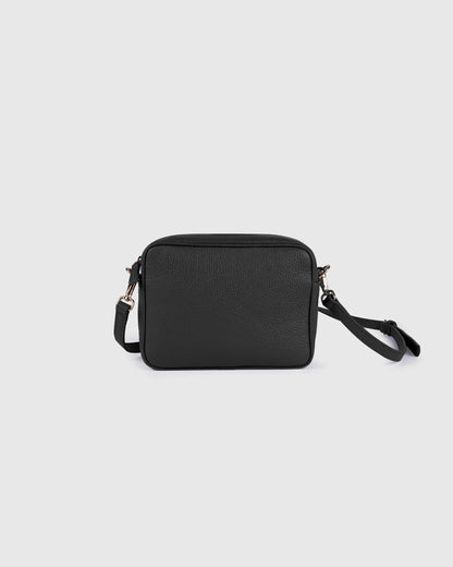 Italian Leather Crossbody Bag - One Size / Black Croco