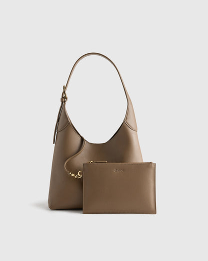 Full-Grain Leather Small Shoulder Bag - One Size / Black