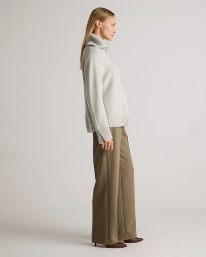 Luxe Baby Cashmere Quarter Zip Sweater - XS / Creamy Cortado