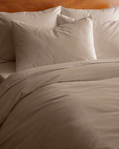 Organic Brushed Cotton Duvet Cover Set - Twin / Toffee
