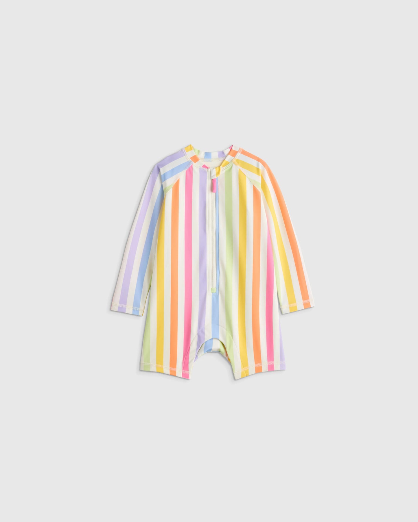 Long Sleeve Zip-Up Rash Guard One-Piece - 2T / Peri Beach Stripe