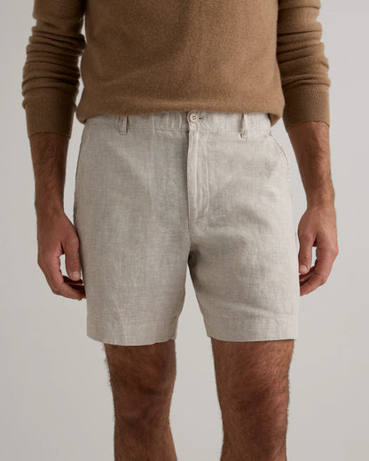 100% European Linen Trouser Shorts - 7" - S / Bayberry Olive