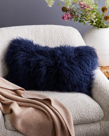 Luxe Mongolian Lamb Lumbar Pillow Cover - 12x20 / Ivory