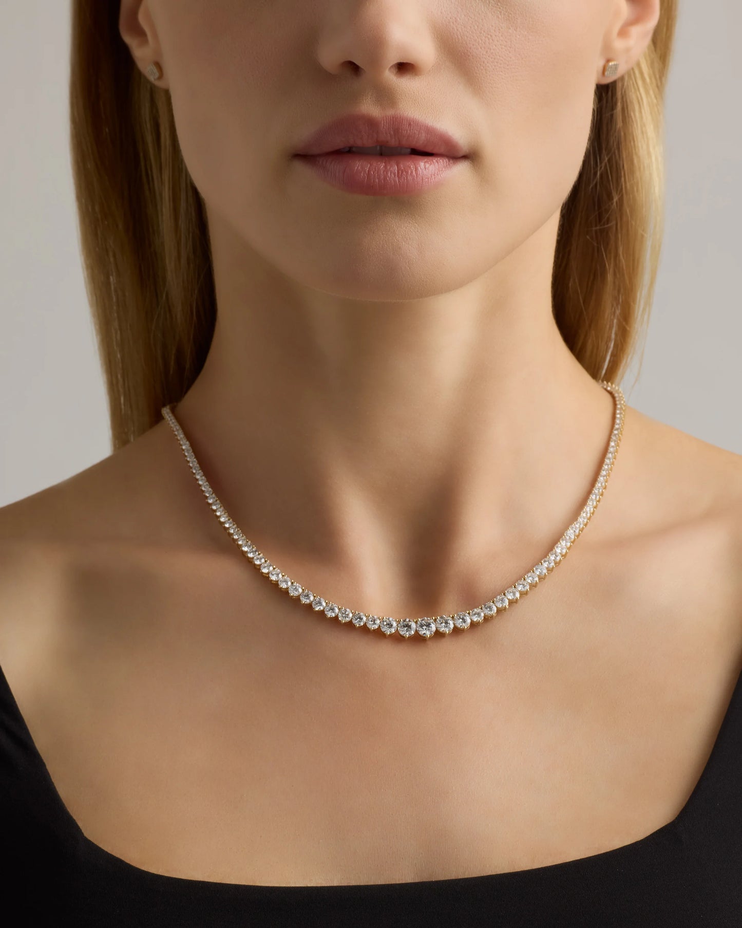14K Gold Lab Grown Diamond Graduated Tennis Necklace - 16ctw - One Size / Yellow Gold