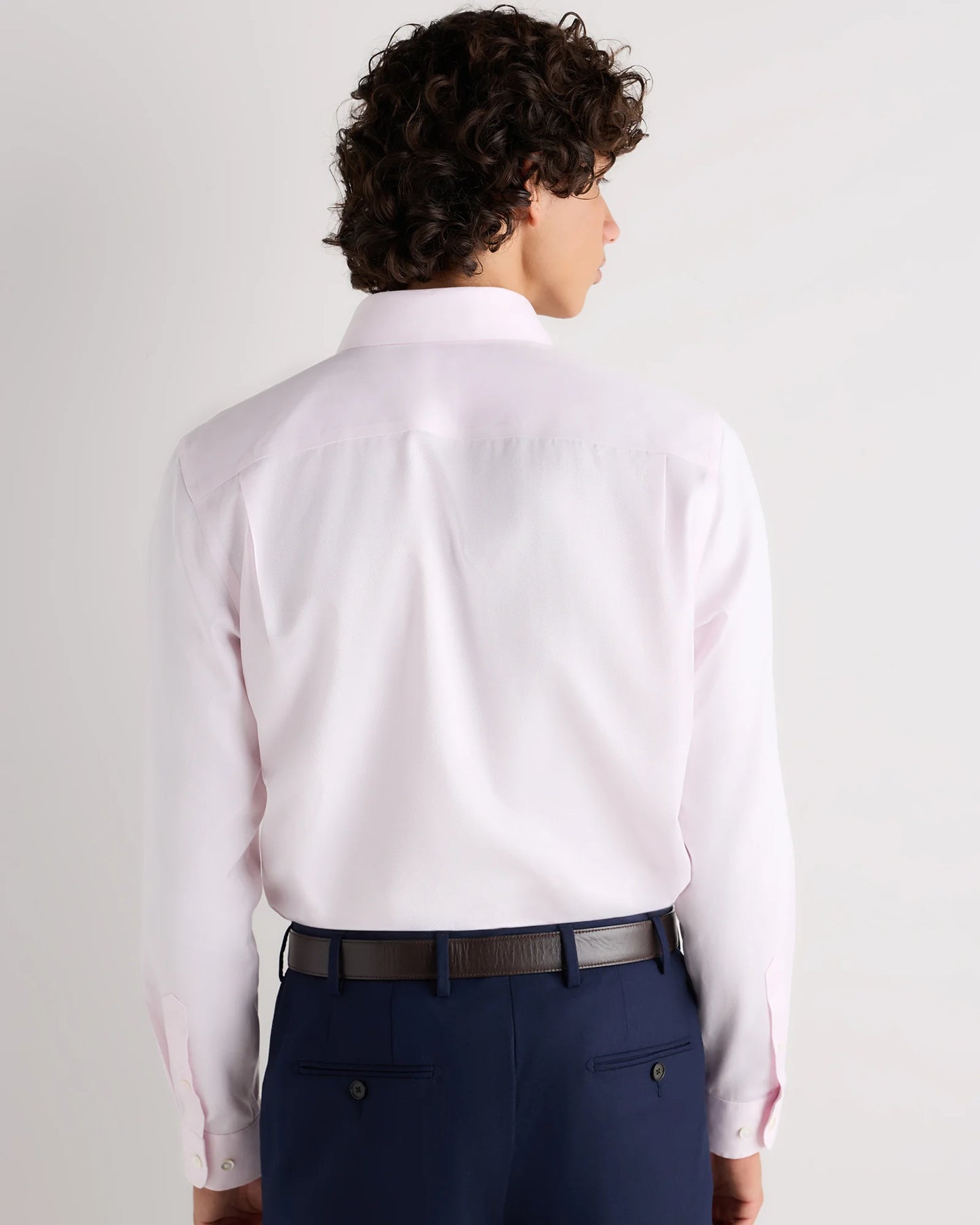 Supima Cotton Herringbone Dress Shirt - S / Blue Stripe