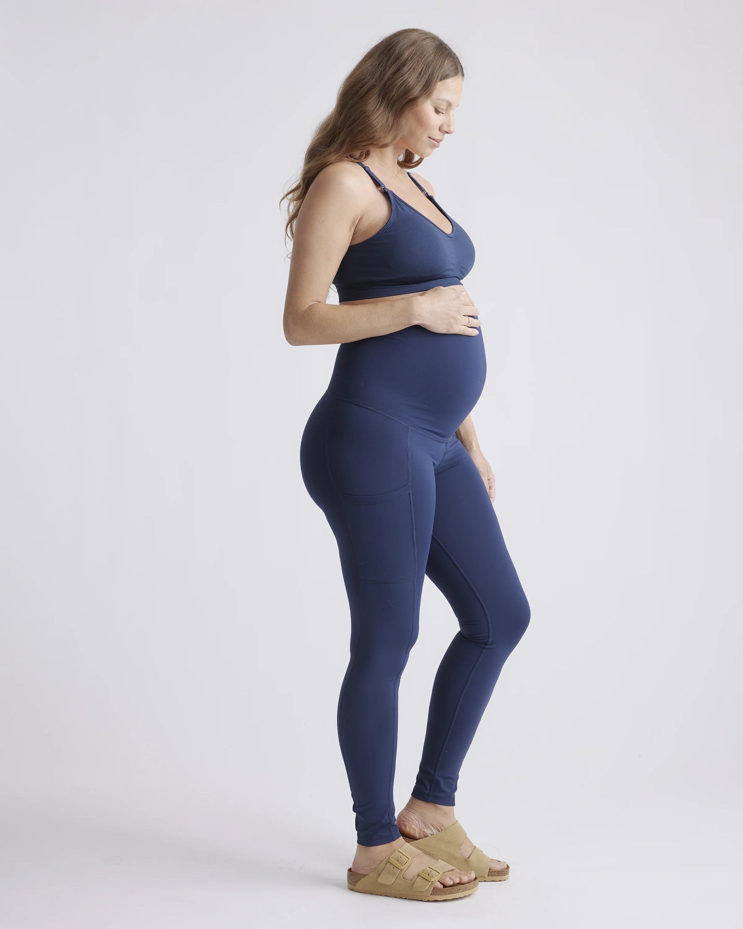 Seamless Low Impact Maternity & Nursing Sports Bra - XS / Navy