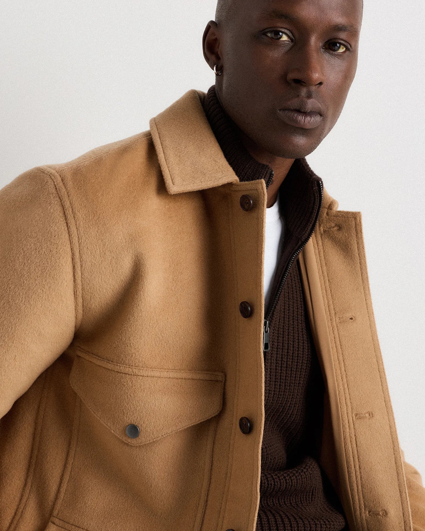 Wool Cashmere Field Jacket - S / Heather Grey