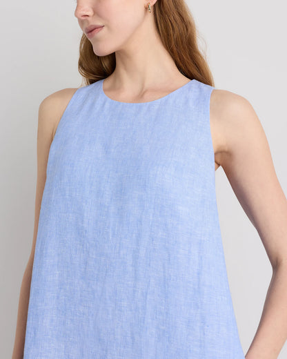 100% European Linen Tank Mini Dress - XS / Martini Olive
