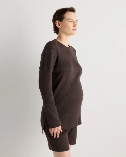 Cotton Cashmere Oversized Maternity Sweater - XS / Black