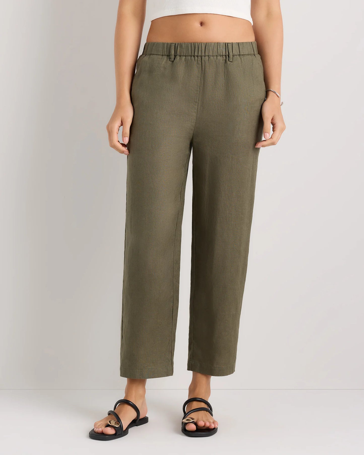 100% European Linen Pants - XS / White