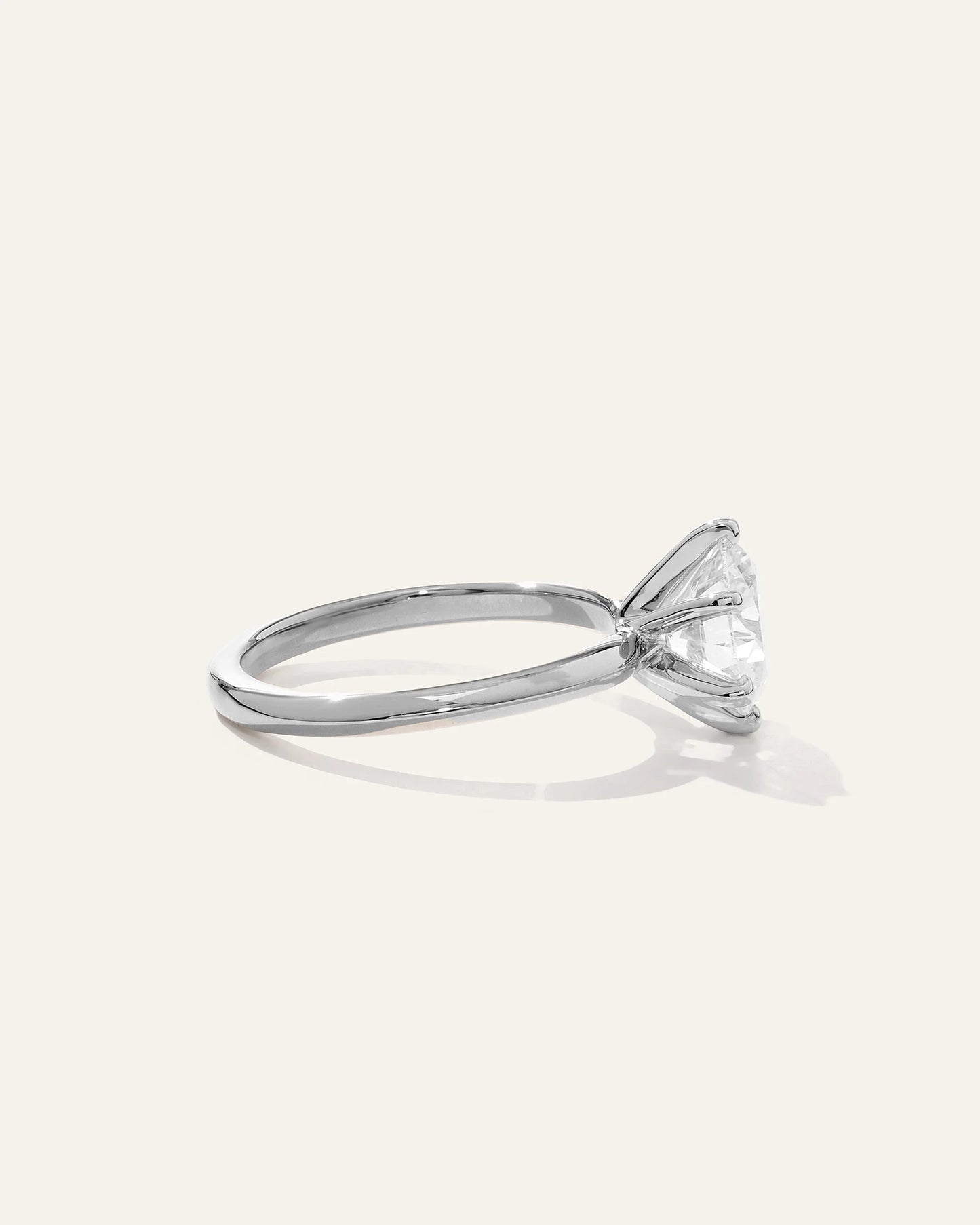 Lab Grown Diamond Round Six Prong Knife Edge Engagement Ring - 2ct - 4 / Yellow Gold