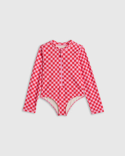Long Sleeve Zip-Up Swimsuit - 2T / Happy Floral