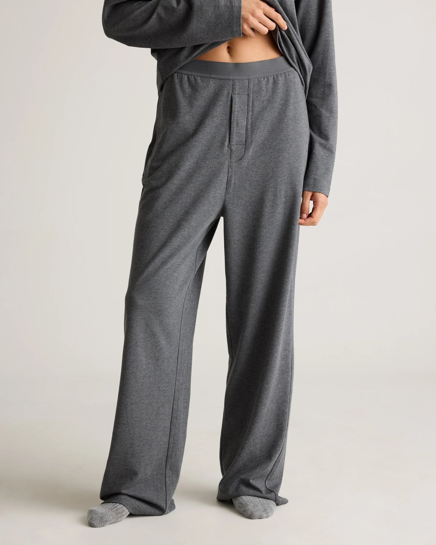 Dream Lounge Oversized Long Sleeve Pajama Set - XS / Light Heather Grey