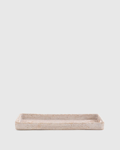 Handwoven Rattan Rectangular Tray - One Size / Natural
