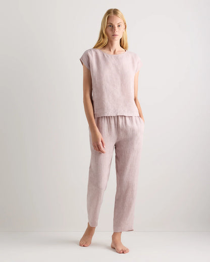 100% European Linen Pajama Set - XS / French Blue