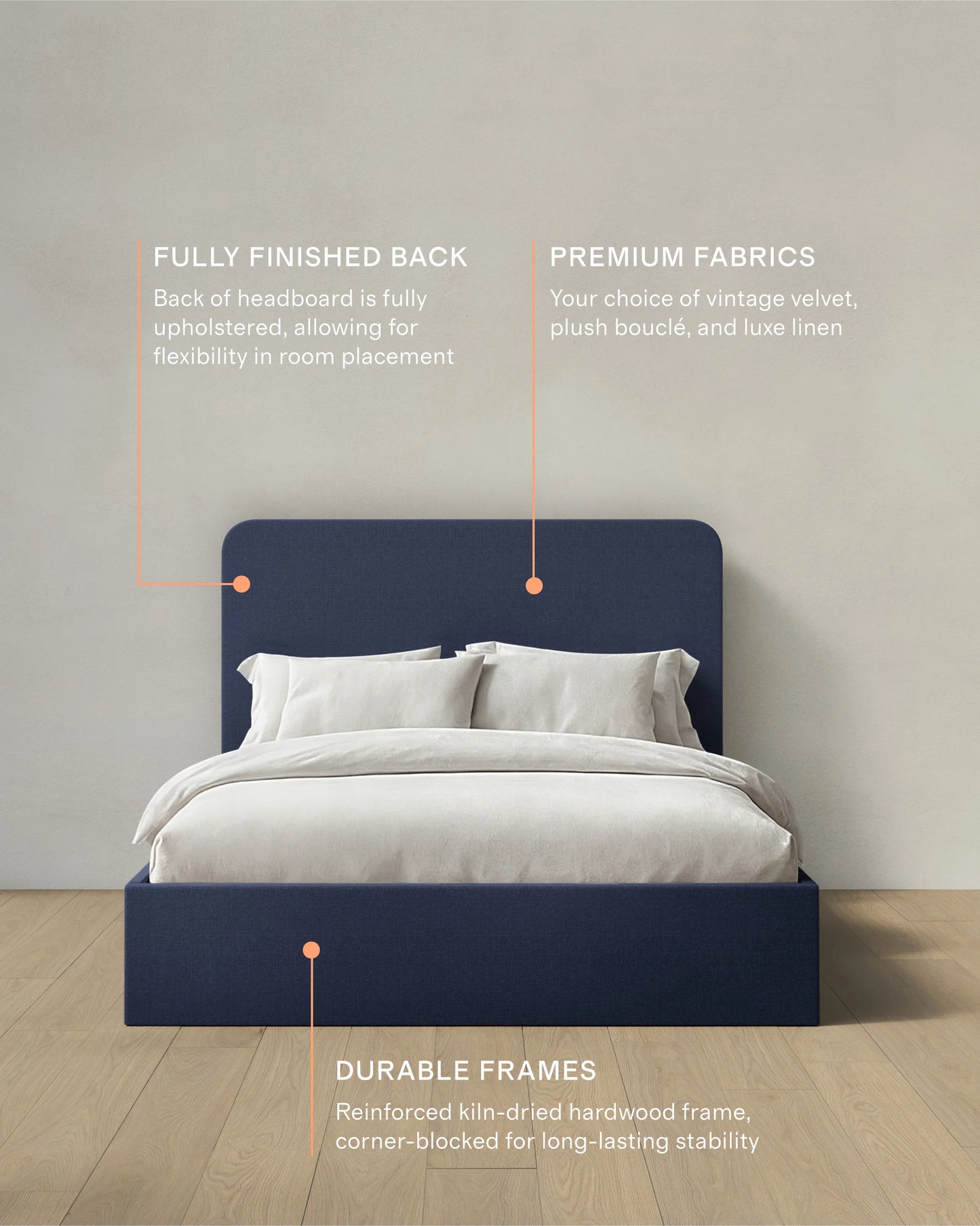 100% Linen Curved Bed - Full / Canvas