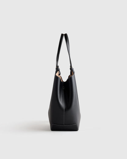 Italian Leather Trapeze Tote - One Size / Dark Brown