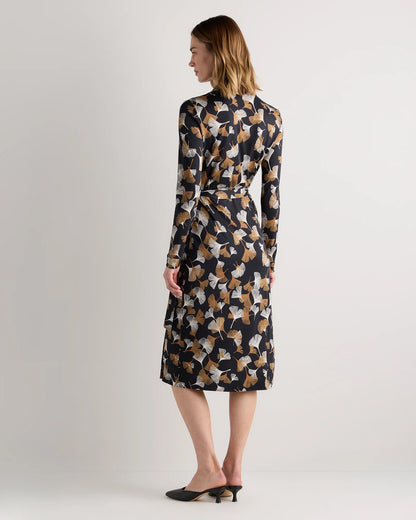 100% Silk Jersey Midi Wrap Dress - XS / Crimson Prism