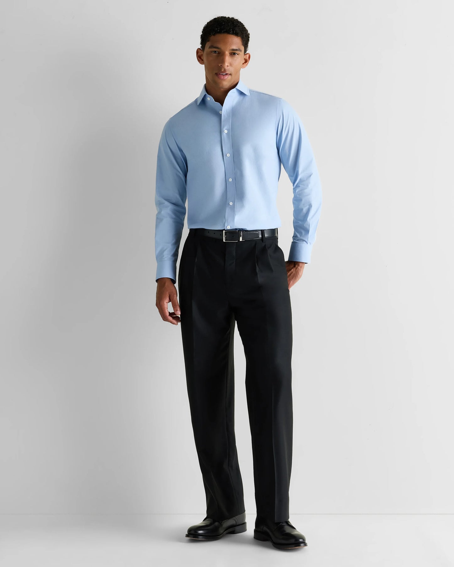 Organic Cotton Stretch Poplin Dress Shirt - S / White/Navy Minigrid