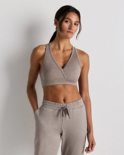 Ultra-Soft V-Neck Racerback Bra - XS / Heather Black