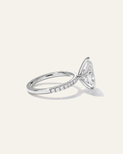 Lab Grown Diamond Pear Petite Pave Engagement Ring - 3ct - 4 / Yellow Gold